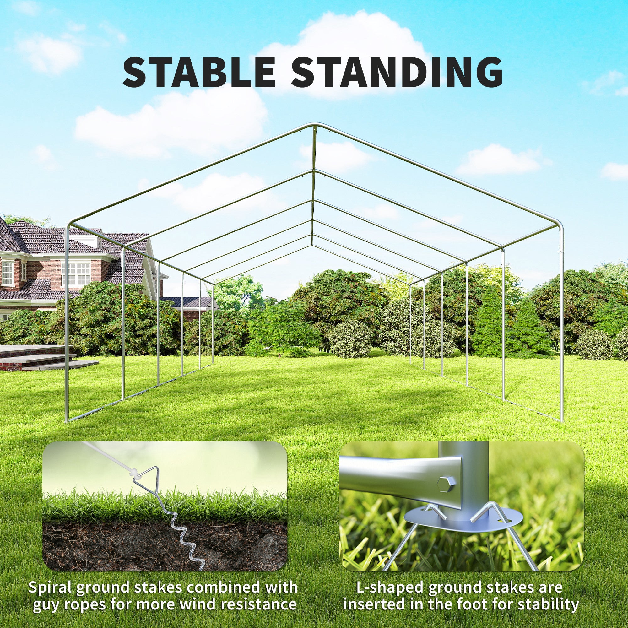20'x33' Heavy Duty Large Party Tent & Carport with Removable Sidewalls, Portable Garage Canopy Tent, Grey