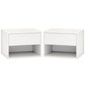 Floating Nightstand Set of 2, Wall Mounted Bedside Table with Drawer for Bedroom, White