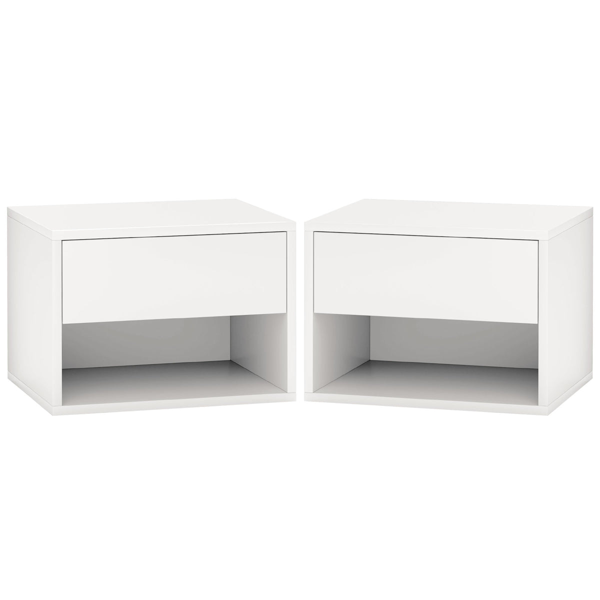 Floating Nightstand Set of 2, Wall Mounted Bedside Table with Drawer for Bedroom, White