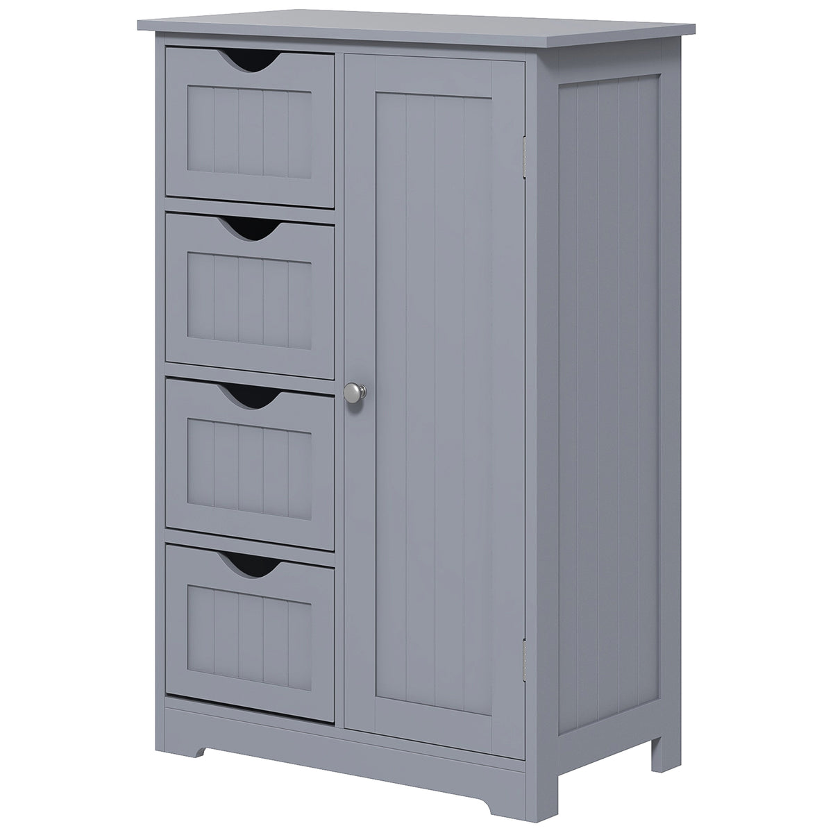 Bathroom Storage Cabinet, Floor Cabinet with Adjustable Shelf and 4 Drawers, Side Cabinet for Washroom, White