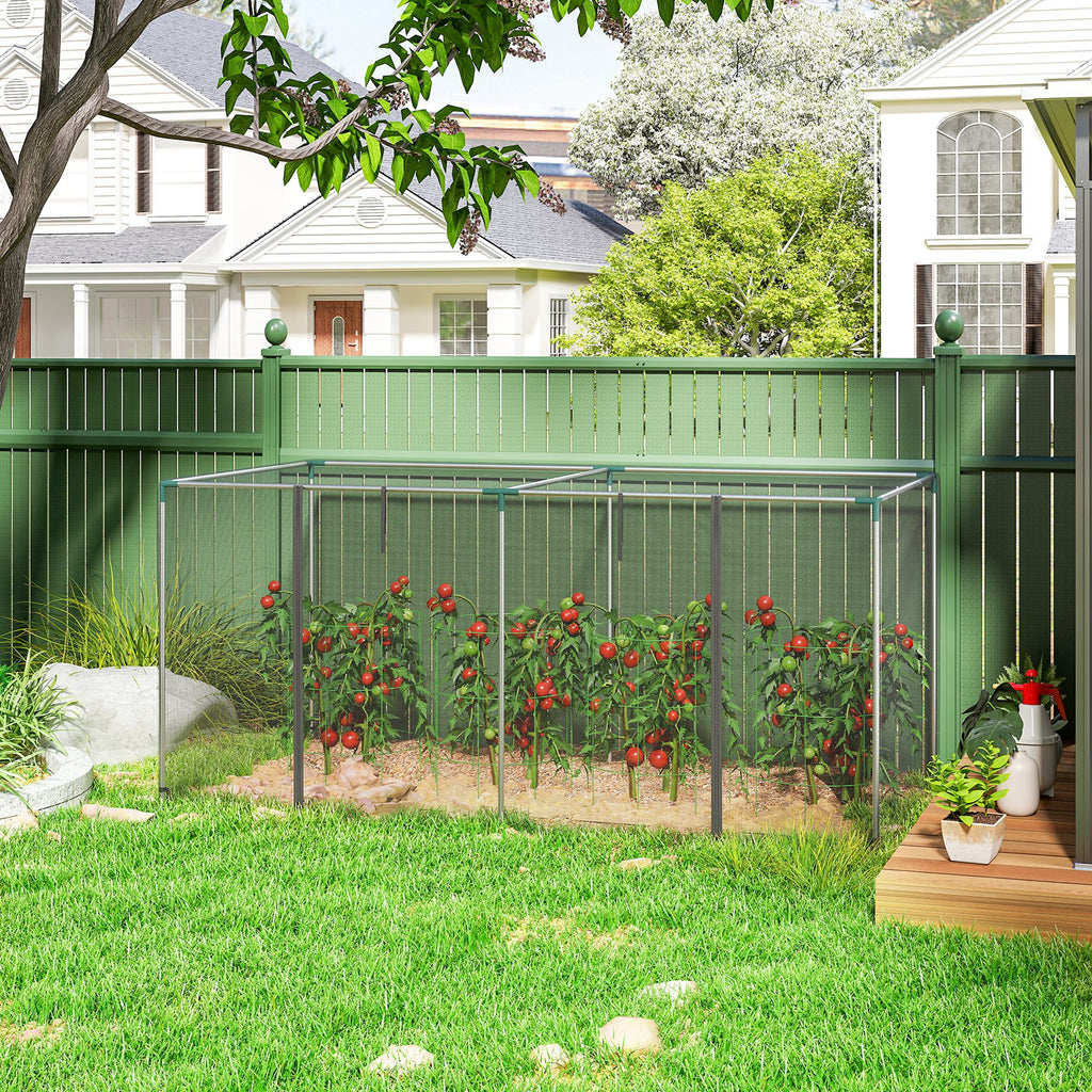 Galvanized Steel Crop Cage, Plant Protection Tent with Zippered Door, 4' x 4', Green