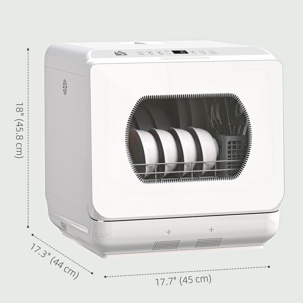 Portable Dishwasher, Counter Dishwasher with 4 Place Settings, 5 Washing Programs, Air-Dry Function, 6L Water Tank