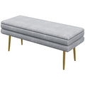 39" Storage Ottoman, Velvet End of Bed Bench with Steel Legs, Foot Stool with Storage for Bedroom, Living Room