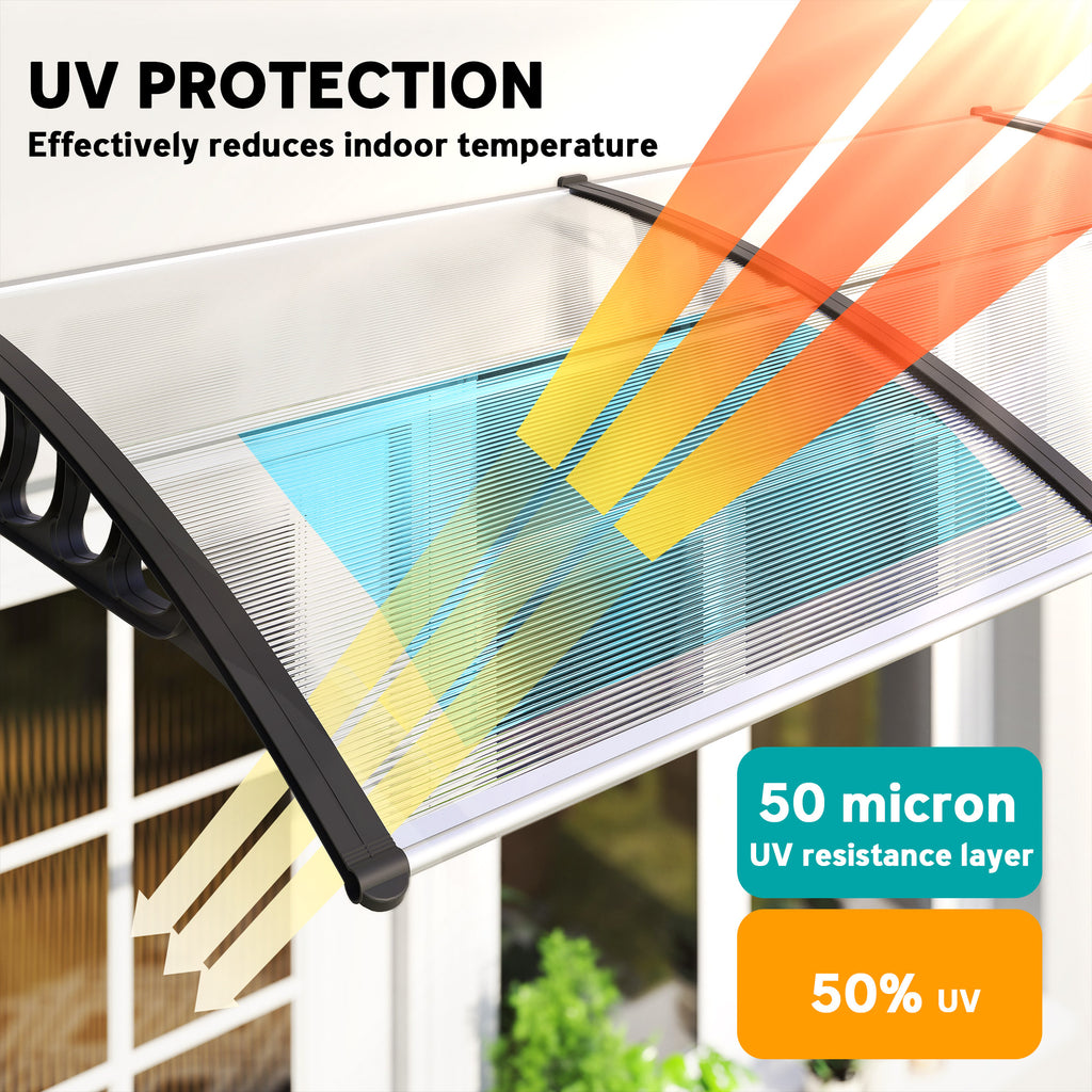 Awning Door Canopy, 78.7" x 37.8", Polycarbonate Front Door Outdoor Patio Cover for UV Protection, Clear