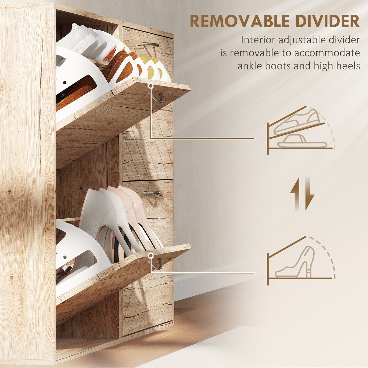 Shoe Storage Cabinet with 3 Flip Drawers, Narrow and Slim, 12 Pair of Shoes Organizer for Hallway, Entryway