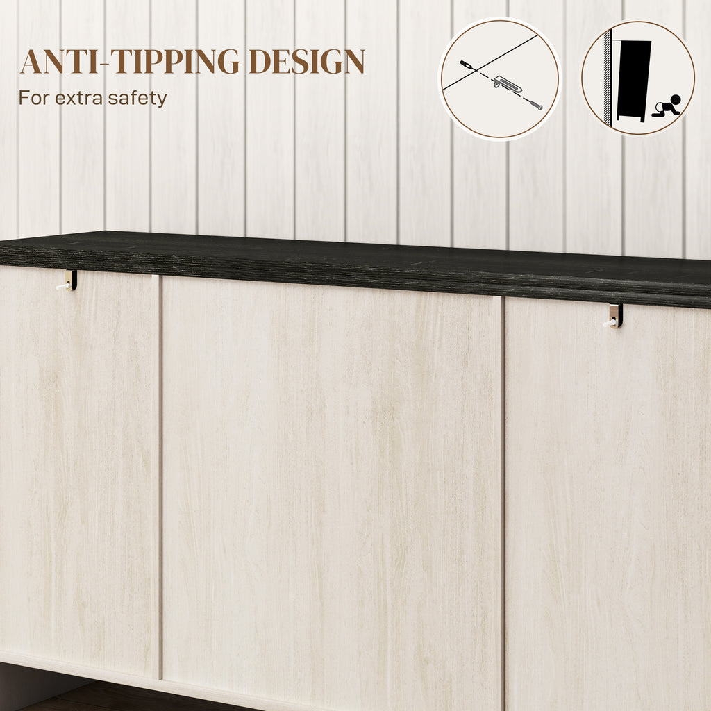 Rustic Sideboard, Buffet Cabinet with Adjustable Shelves for Living Room, Dining Room, Entryway, White Wood Grain