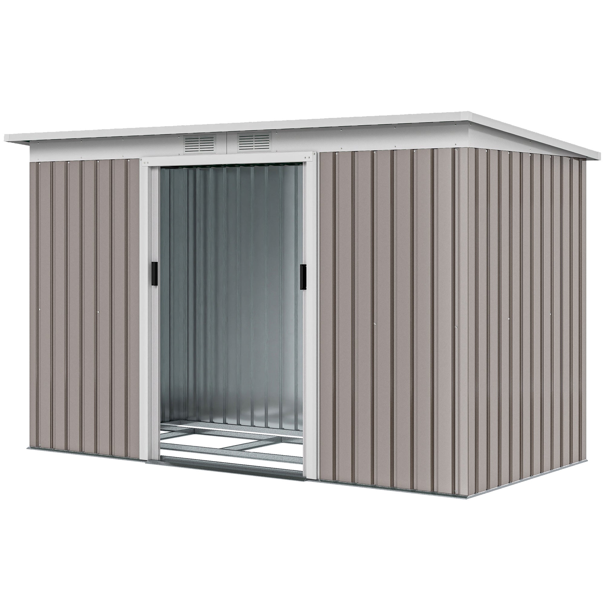 9' x 4' Garden Metal Storage Shed Outdoor Equipment Tool Box with Foundation Kit, Ventilation & Doors, Light Green