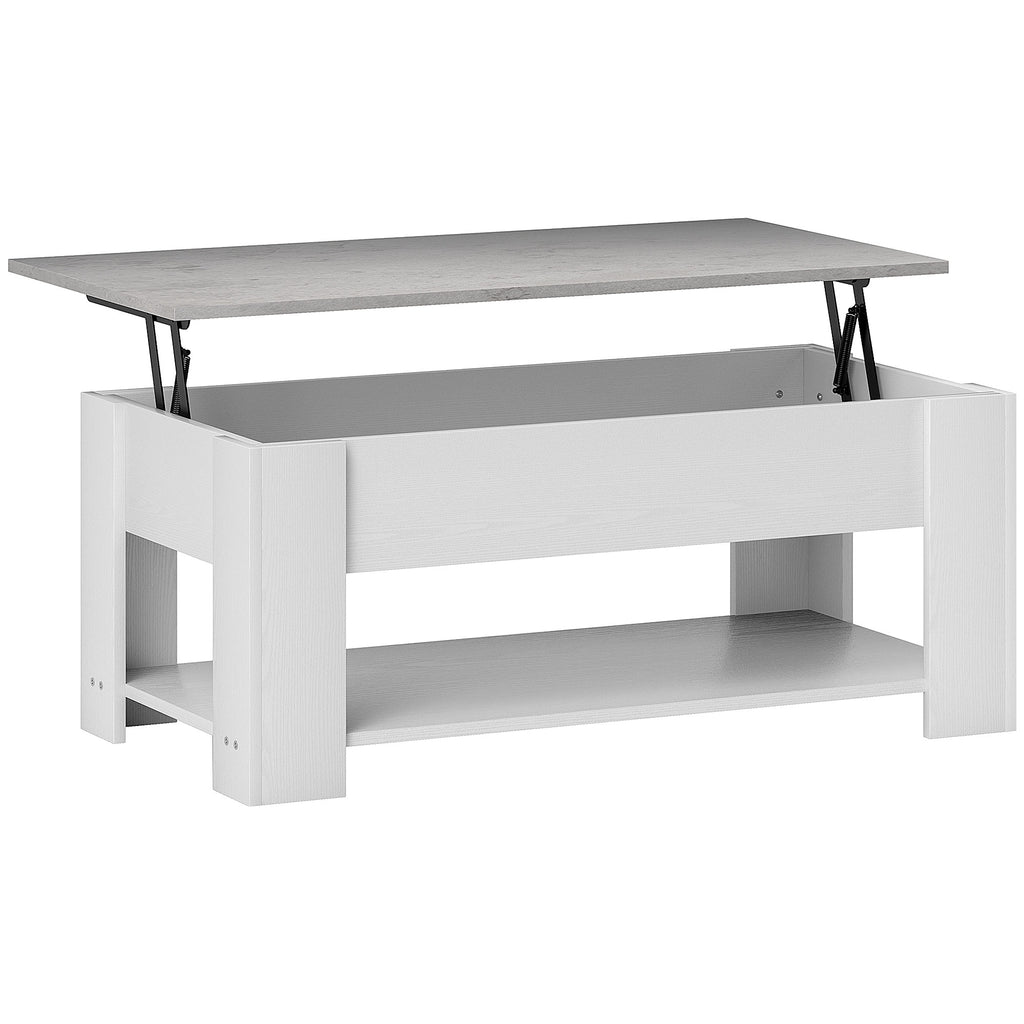 Lift Top Coffee Table with Hidden Storage Compartment and Open Shelf, Center Table for Living Room, Grey