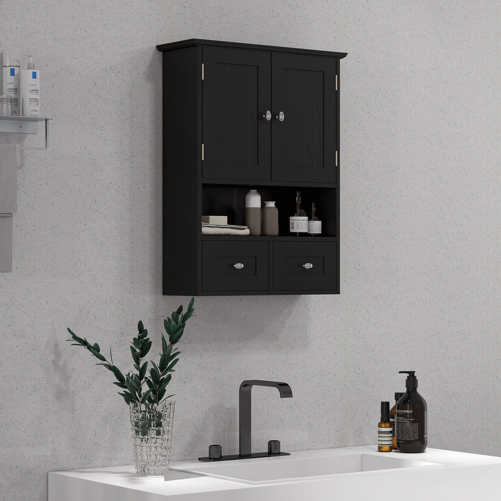 Medicine Cabinet, Bathroom Wall Cabinet with Shelf and Drawers for Hallway, Living Room, Brown