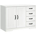 Modern Sideboard Buffet Cabinet with Drawers and Beadboard Door Cupboard Kitchen Storage Cabinet White