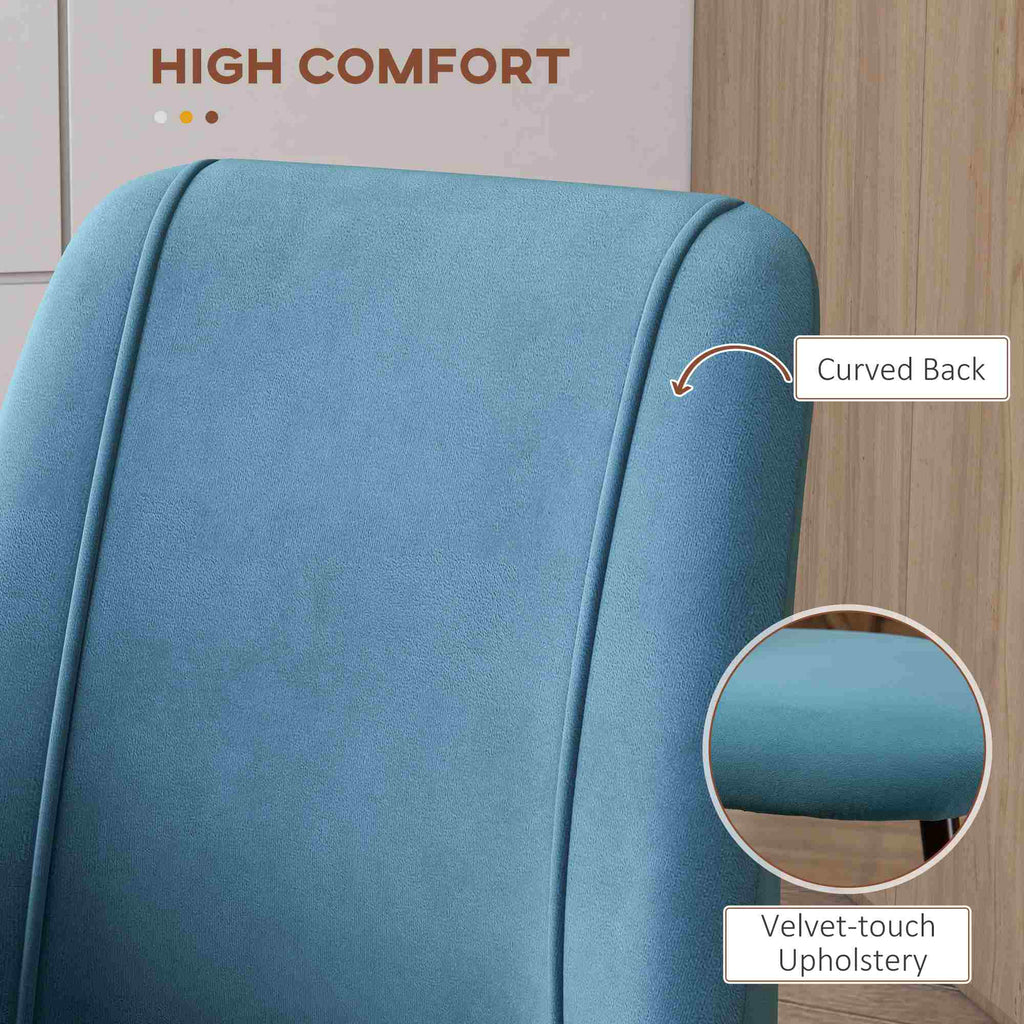 Upholstered Dining Chairs Set of 4, Velvet Accent Chair with Back and Wood-grain Steel Leg for Kitchen, Grey