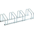 Soozier 4-Bike Bicycle Floor Parking Rack Cycling Storage Stand Garage Organizer for Indoor and Outdoor Use Silver