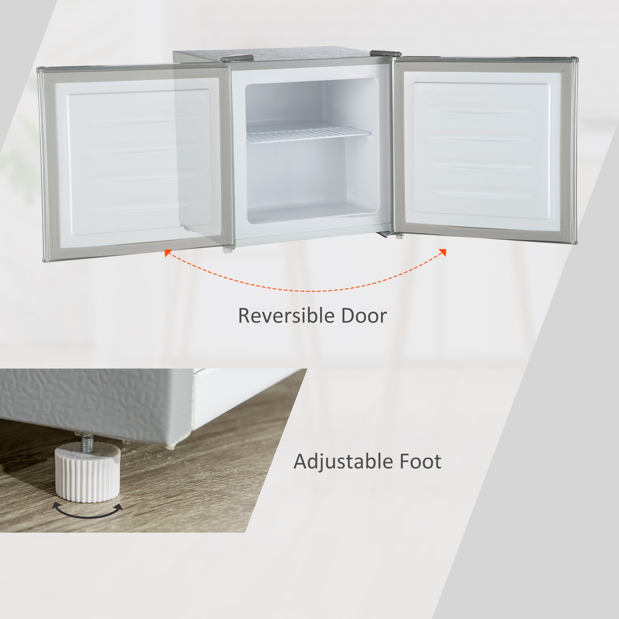 1.1 Cu. Ft. Mini Freezer, Compact Upright Freezer with Reversible Door, Removable Shelf, Adjustable Temperature, White