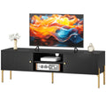 ንቲቪ ስታንድ ንቲቪ ክሳብ 65"፣ መዝናኒ ማእከል ምስ 2 ክፍት መደርደሪታት፣ 2 ካቢኔታትን ሓጺን እግርን ንክፍሊ መነባብሪ፣ ጸሊም