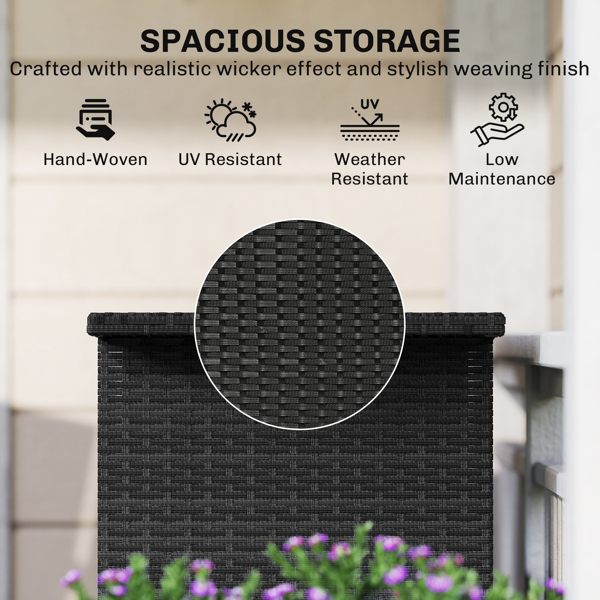 Wicker Outdoor Bar Table, PE Rattan Bar Height Patio Table with 2 Shelves, Steel Frame for Garden, Backyard, Black