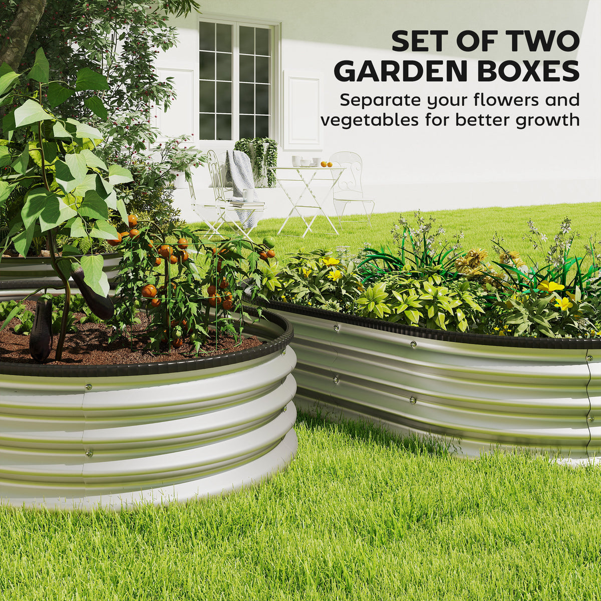 Galvanized Raised Garden Bed, 5 x 3 x 1 ft Modular Metal Garden Beds with Rubber Strip Edging, Silver