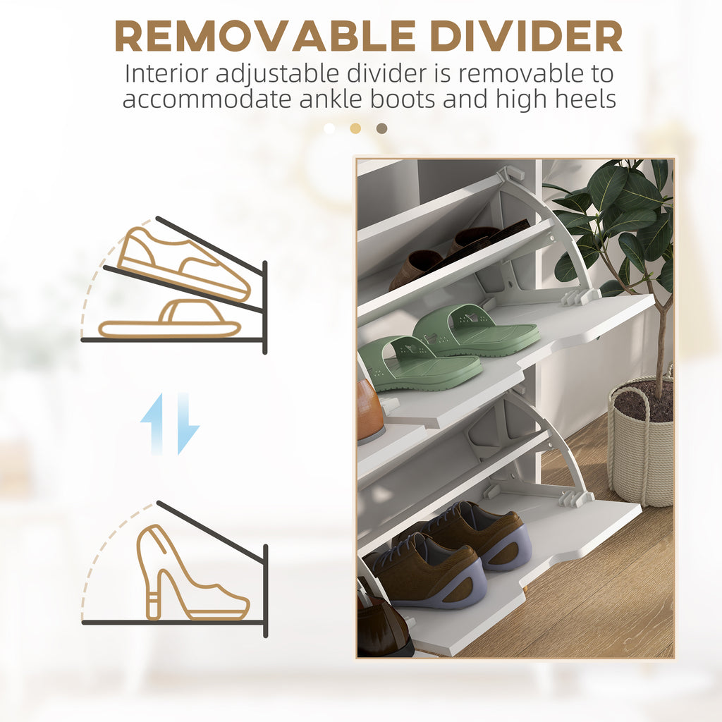 Shoe Storage Cabinet with 4 Flip Drawers and Adjustable Shelf, Shoe Cabinet for 8-16 Pairs of Shoes, White