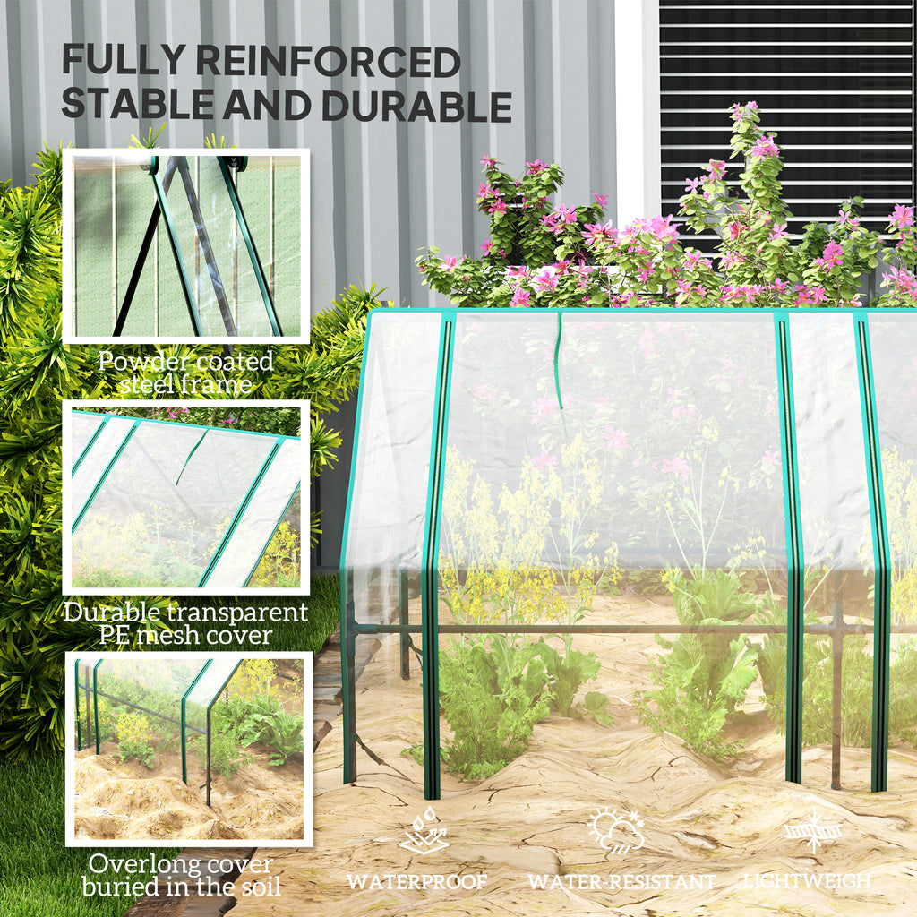 Portable Mini Greenhouse Tunnel Growing Tent Plants Flower Warm House w/ Zippered Roll-up Doors, Clear