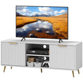 TV Stand with Storage for 55 Inch TV, Modern TV Cabinet with 2 Open Shelves and 2 Cabinets for Living Room, White