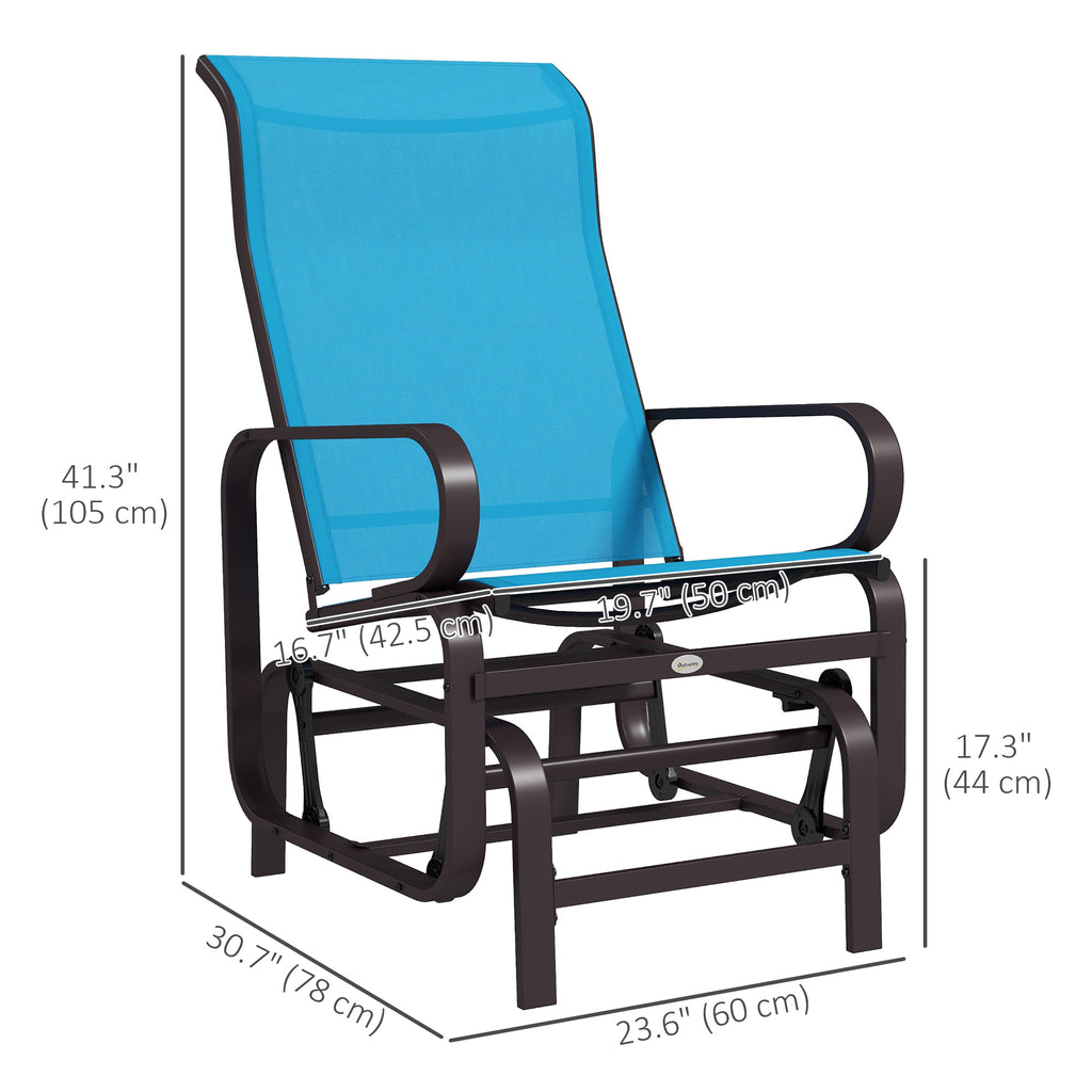Patio Glider with Breathable Mesh Fabric, Outdoor Glider Chair, Garden Rocking Gliding Seat for Patio, Yard, Porch, Grey