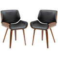 Dining Chairs Set of 2, PU Leather Kitchen Chairs with Upholstered Seats and Solid Wood Legs for Dining Room, Black