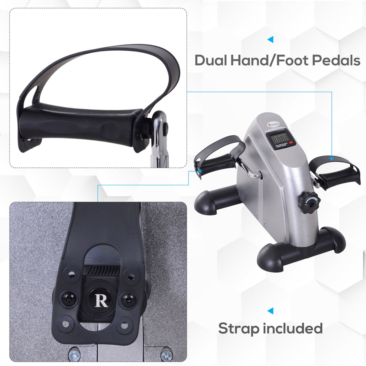 Soozier Portable Mini Pedal Exercise Bike Indoor Cycle Fitness Arm Leg w/ LCD Display, Silver