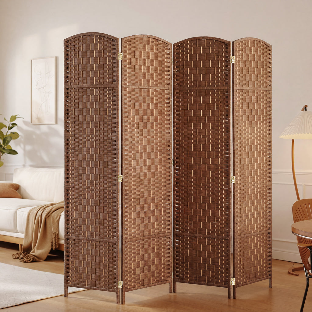 6ft Folding Room Divider, 3 Panel Wall Partition with Wooden Frame for Bedroom, Home Office, Natural