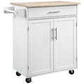 Kitchen Trolley Mobile Kitchen Island on Wheels Serving Cart Wooden Storage w/ Drawer and Towel Bar White