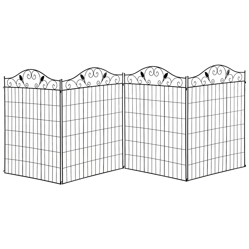 Garden Decorative Fence 4 Panels 44in x 12ft Steel Wire Border Edging for Landscaping