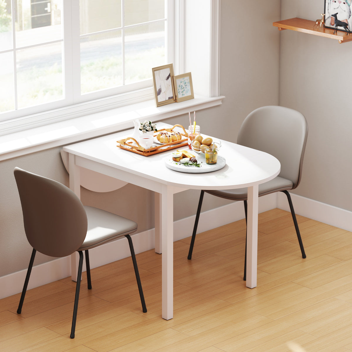 Solid Wood Kitchen Table, Drop Leaf Tables for Small Spaces, Folding Dining Table, Brown