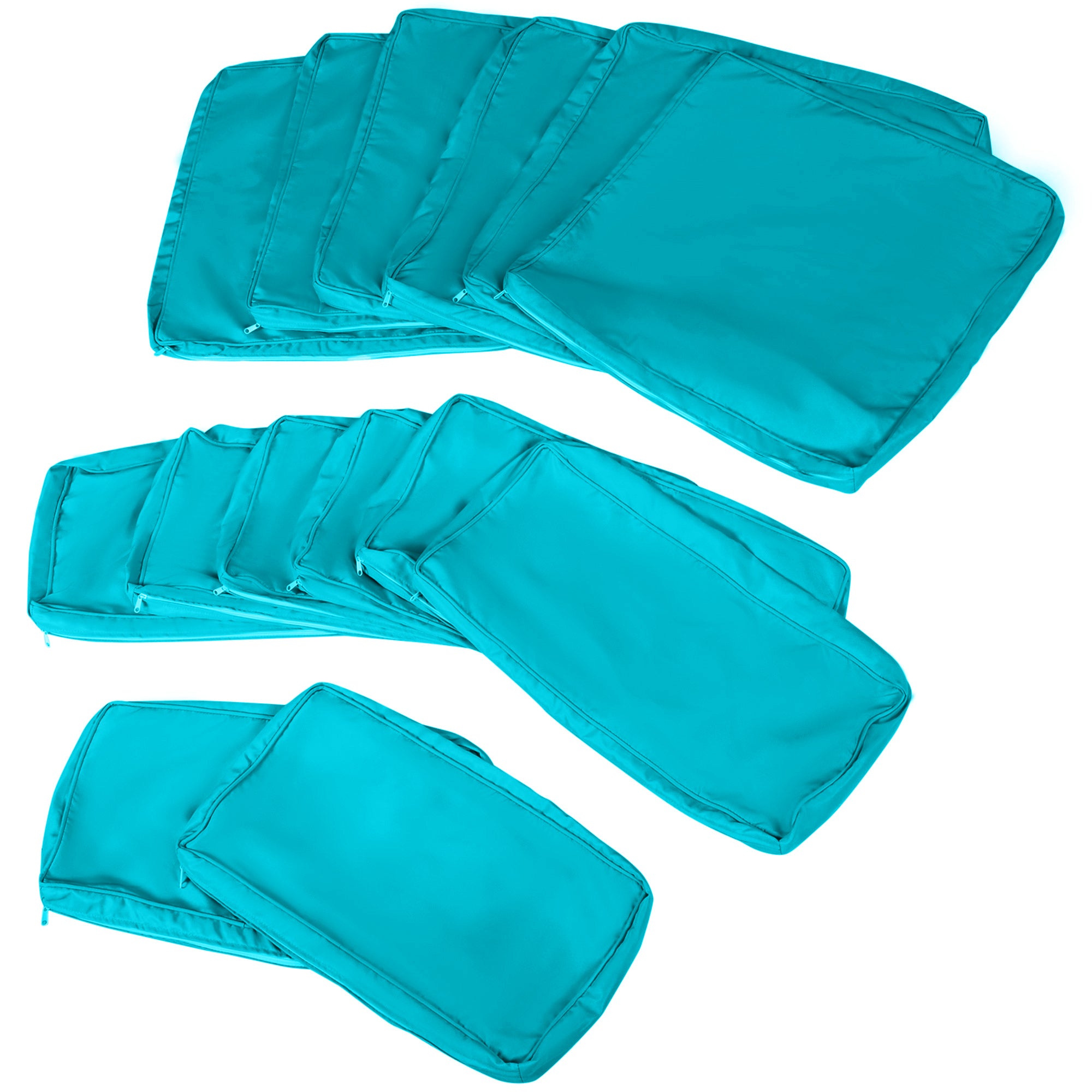 Outdoor 14pc Patio Rattan Sofa Set Cushion Polyester Cover Replacement Set - No Cushion Included Light Blue