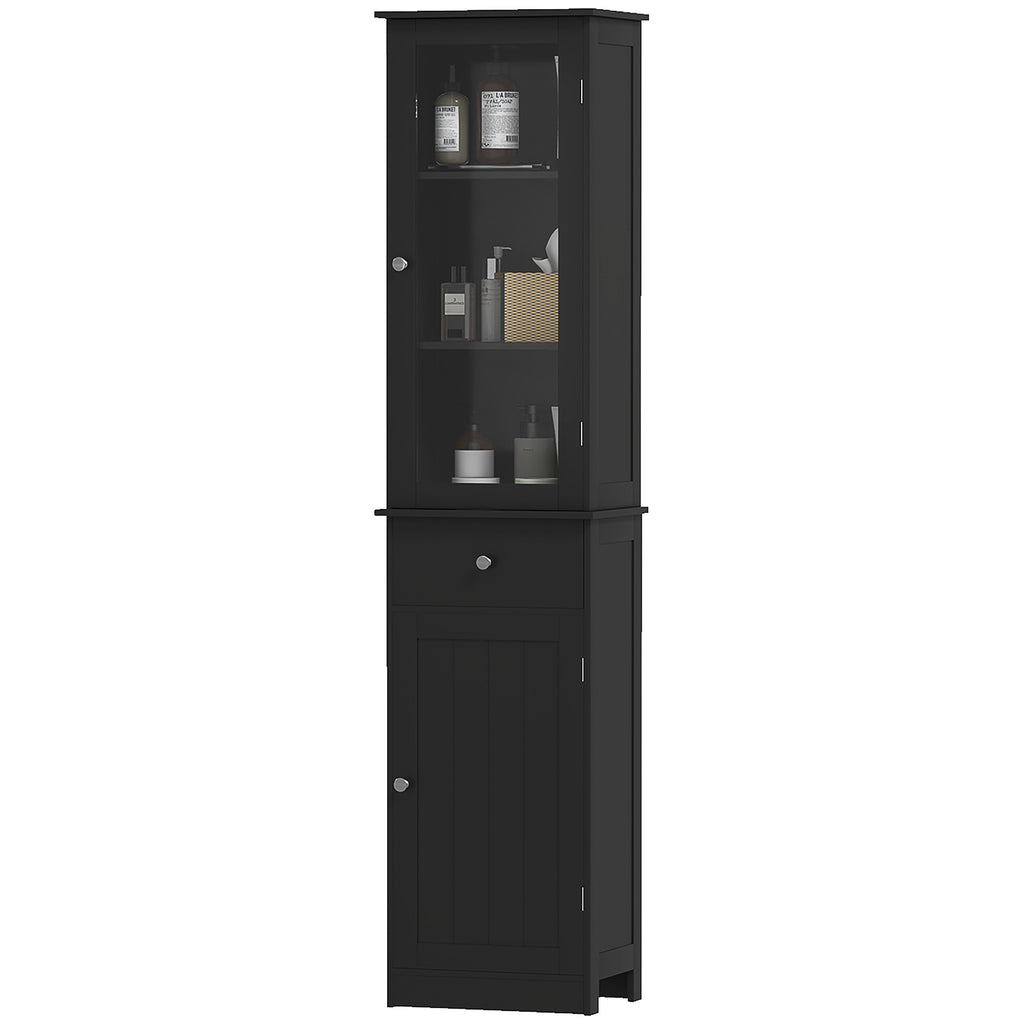 Tall Bathroom Cabinet, Bathroom Storage Cabinet with Drawers, 2 Doors and Adjustable Shelves, White