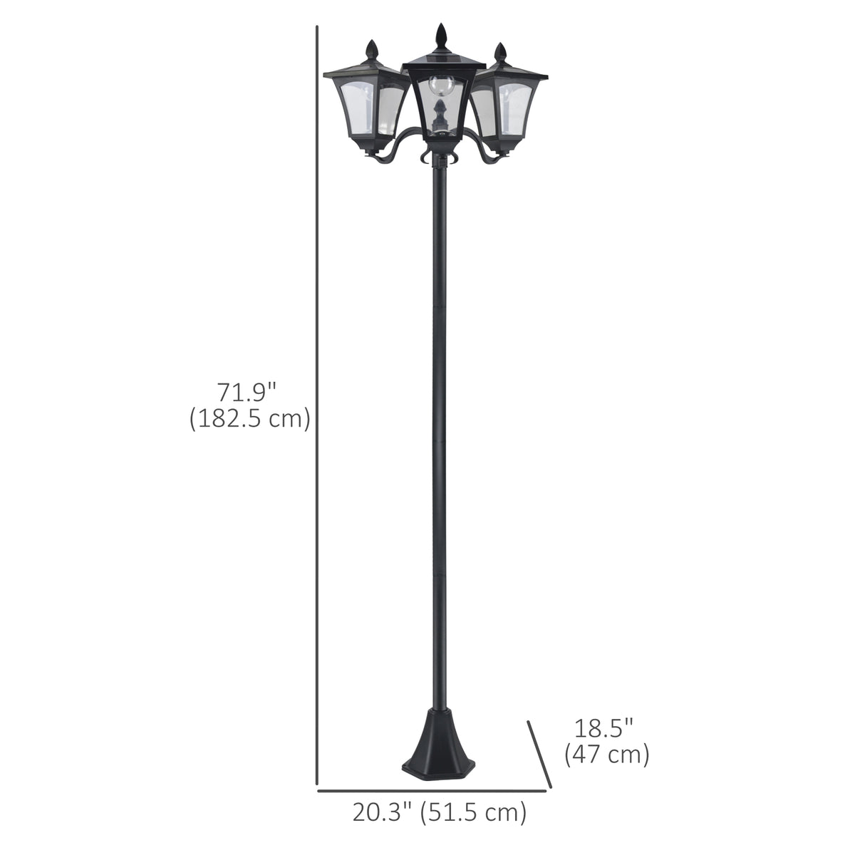 Outdoor Solar Lamp Post, Vintage Style, Dimmable, Waterproof, for Garden Lawn Pathway Walkway, Black