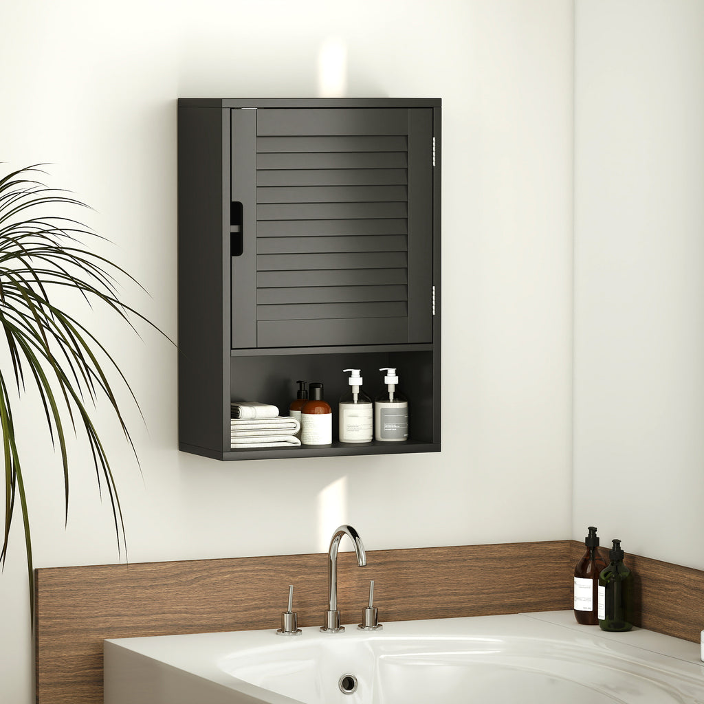 Bathroom Cabinet, Wall Mounted Storage Cabinet with Adjustable Shelves, 40 x 20 x 60 cm, Black
