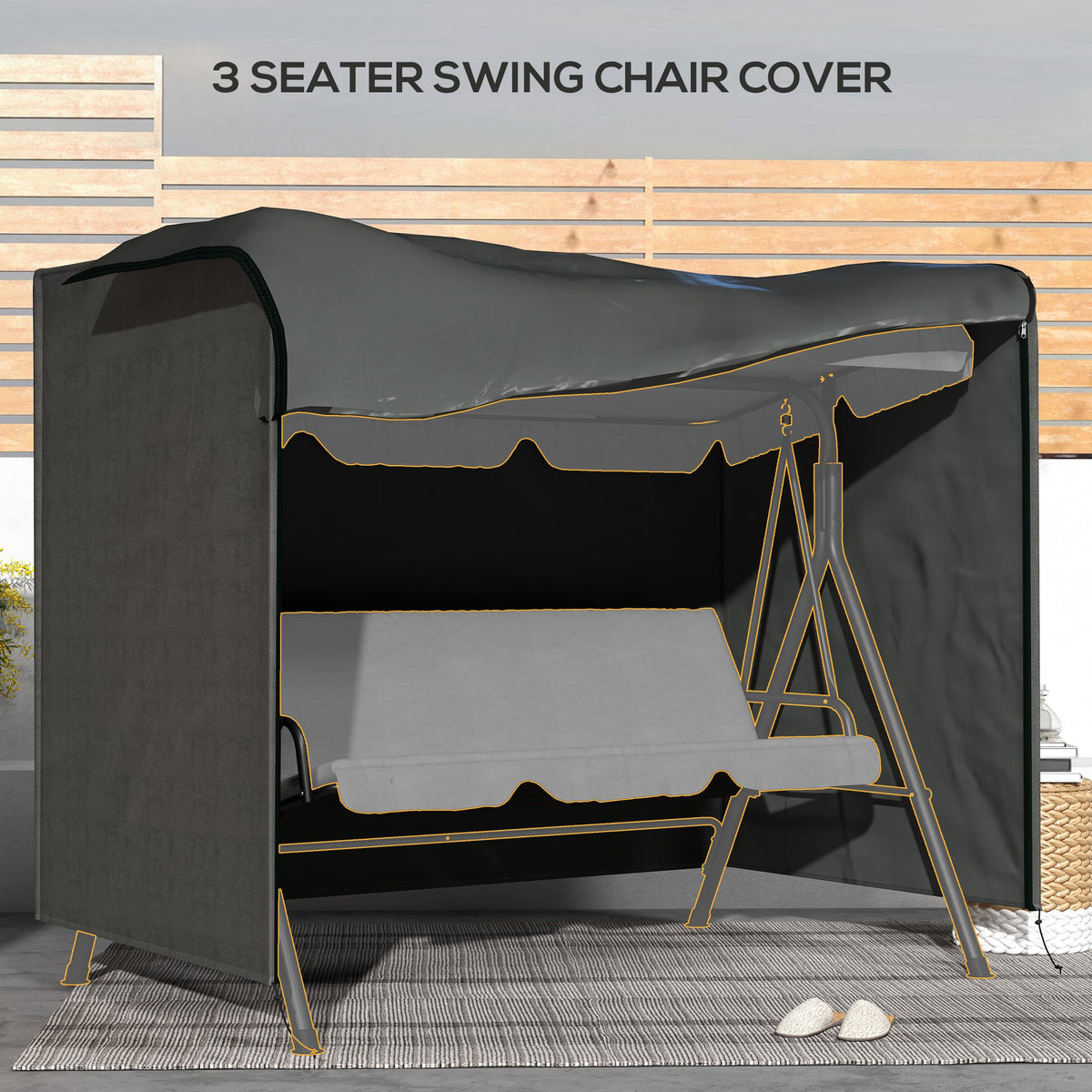 3-Seater Patio Swing Cover, Outdoor Garden Furniture Protection Hammock Glider Cover, 81" x 49" x 65", Dark Green