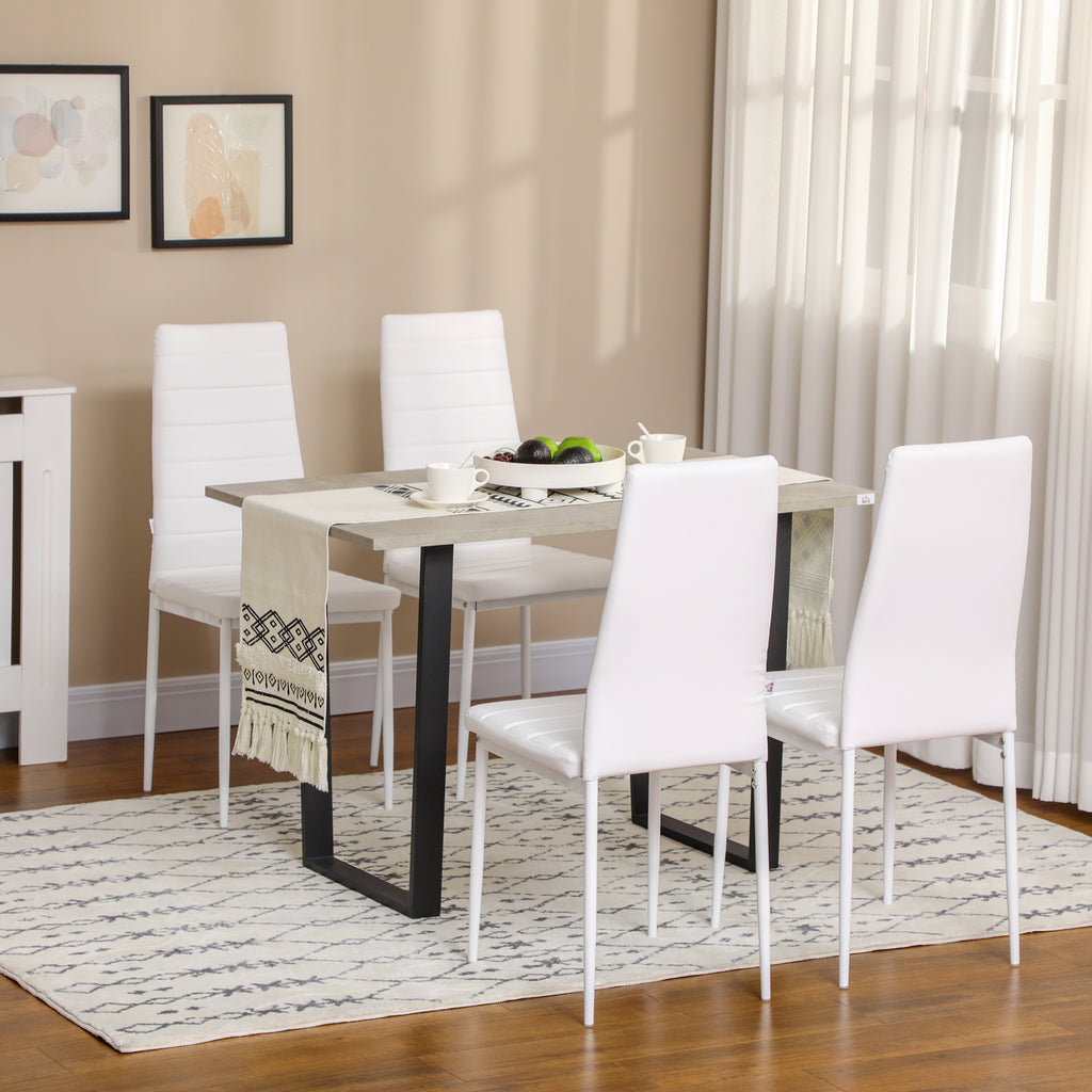 Modern Dining Chairs, Set of 4, High Back PU leather Upholstery and Metal Legs for the Living Room, Kitchen, Home Office, White