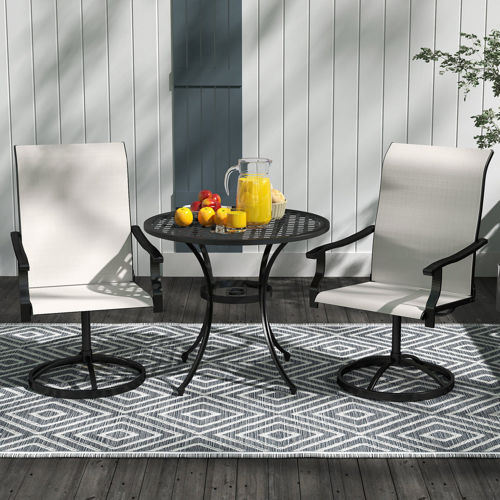 Outdoor Swivel Dining Chairs Set of 2, High Back Swivel Chairs with All Weather Mesh for Deck, Backyard, Poolside, Grey