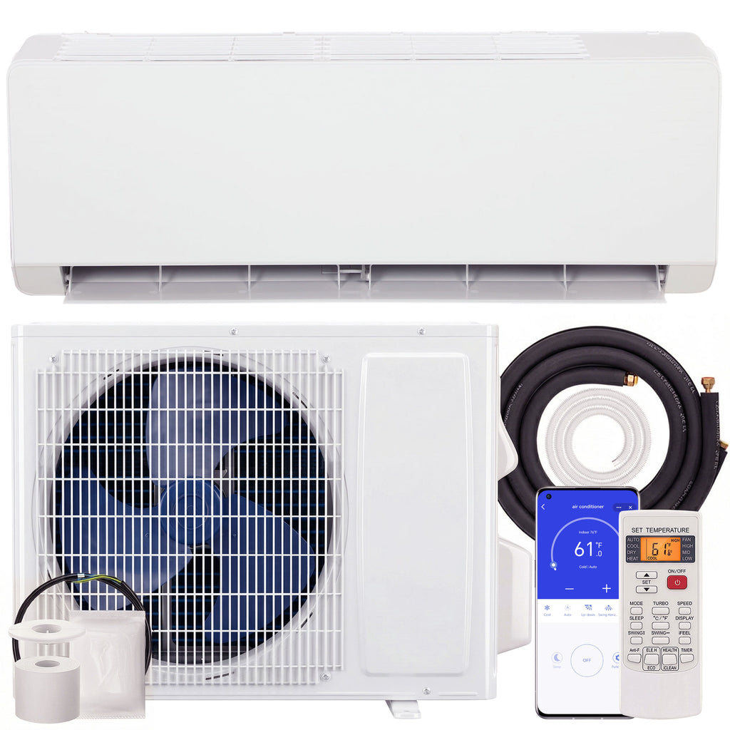12000 BTU ሚኒ ስፕሊት ኣየር ኮንዲሽነር፣ 22 SEER2 115V ዋይፋይ ዘምህል ኢንቨርተር ኤሲ ዩኒትን ሙቐት ፓምፕን ክሳብ 750 ካሬ ጫማ ዘምስል