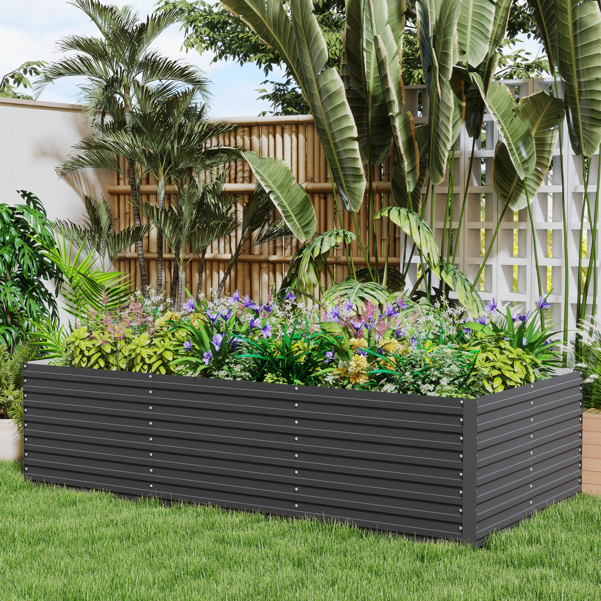 5' x 3' x 2' ዝዓቢ ልዕል ዝበለ ኣታኽልቲ ዓራት፣ ንዕምባባታት፣ ቅመማትን ኣሕምልትን ንምብቃል ዝጠቅም ጋልቫናይዝድ ዝተገብረ ኣታኽልቲ ሳጹን፣ ጸሊም ግራጫ