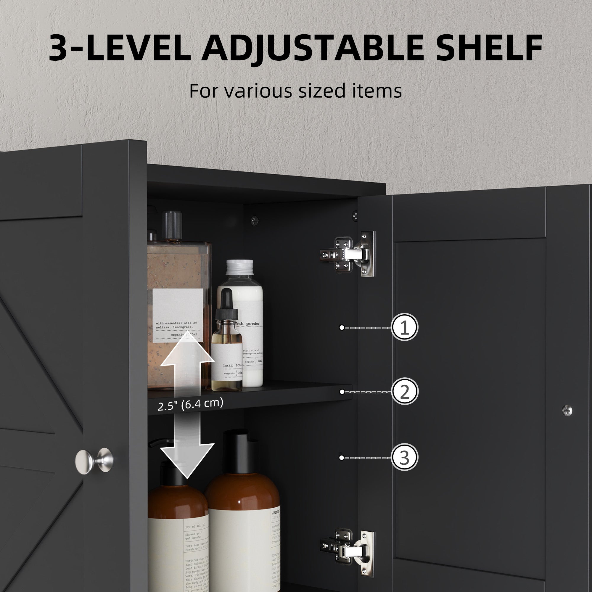 Farmhouse Bathroom Medicine Cabinet, Wall Cabinet with Barn Doors, and Adjustable Shelf for Laundry Room, White