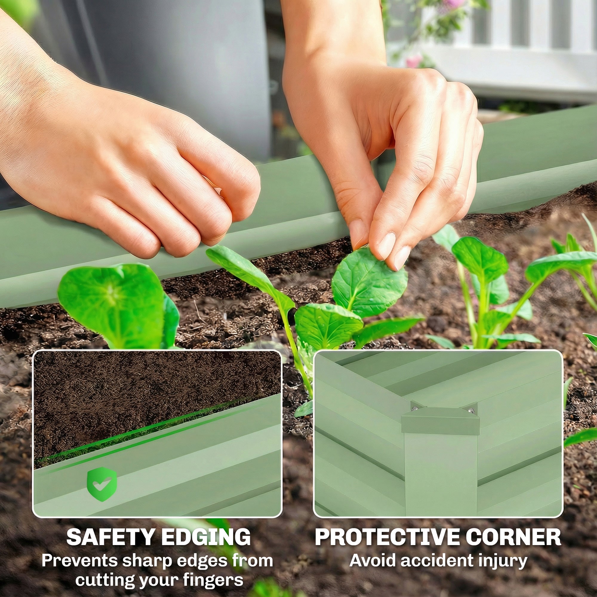 Set of 2 Galvanized Raised Beds for Garden, Outdoor Planter Box for Flowers, Herbs and Vegetables, Light Grey