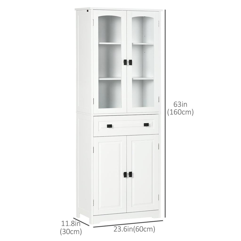 67" 4-Door Kitchen Pantry Cabinet, Freestanding Storage Cabinet Cupboard with Adjustable Shelves, White