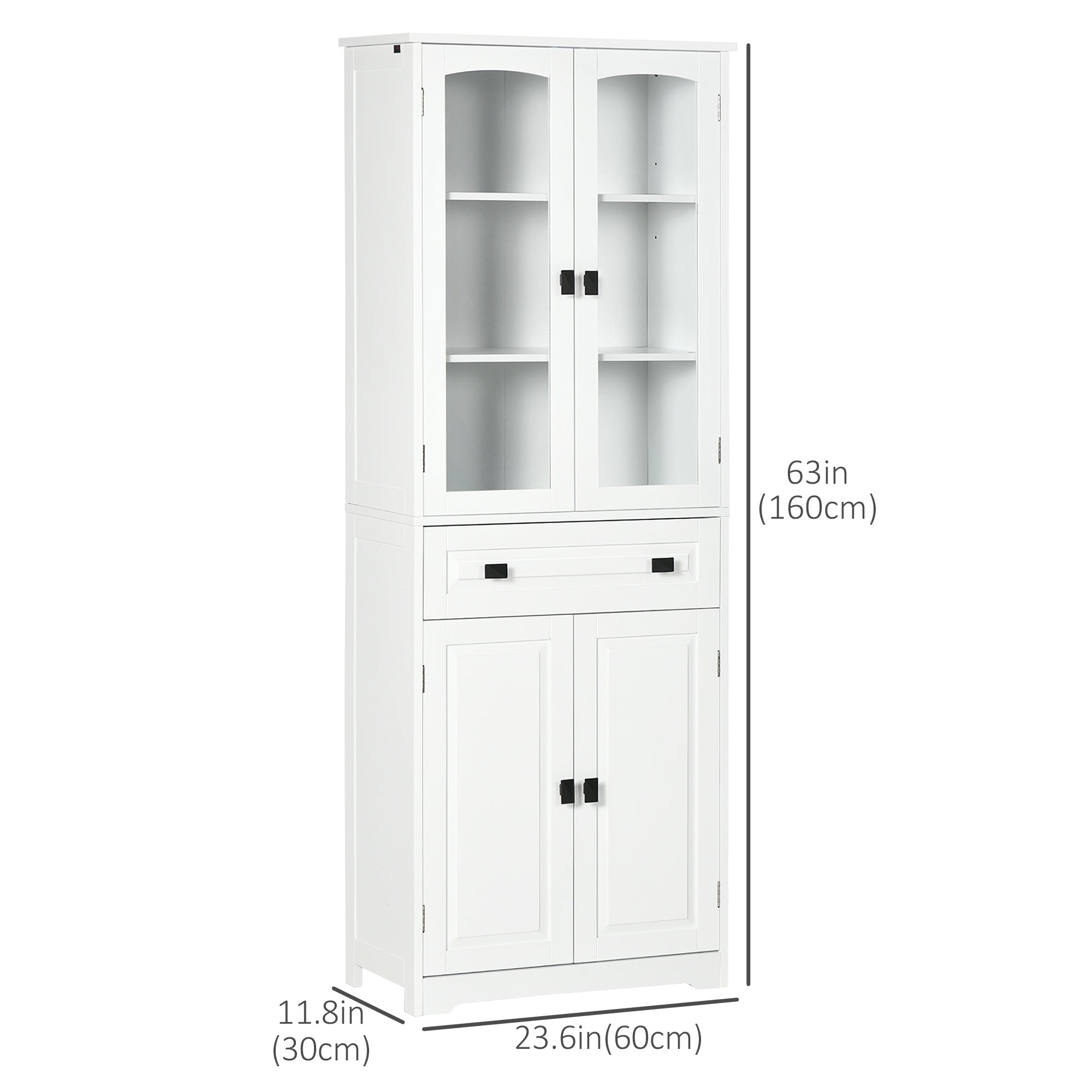 67" 4-Door Kitchen Pantry Cabinet, Freestanding Storage Cabinet Cupboard with Adjustable Shelves, White
