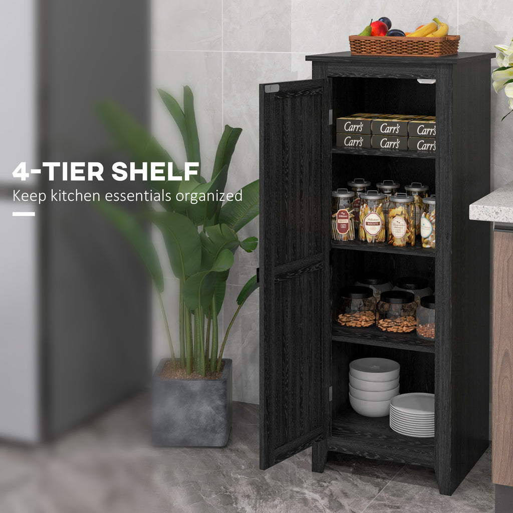 48" Farmhouse Kitchen Pantry Storage Cabinet with Barn Door, Kitchen Pantry Cabinet with Adjustable Shelves, White
