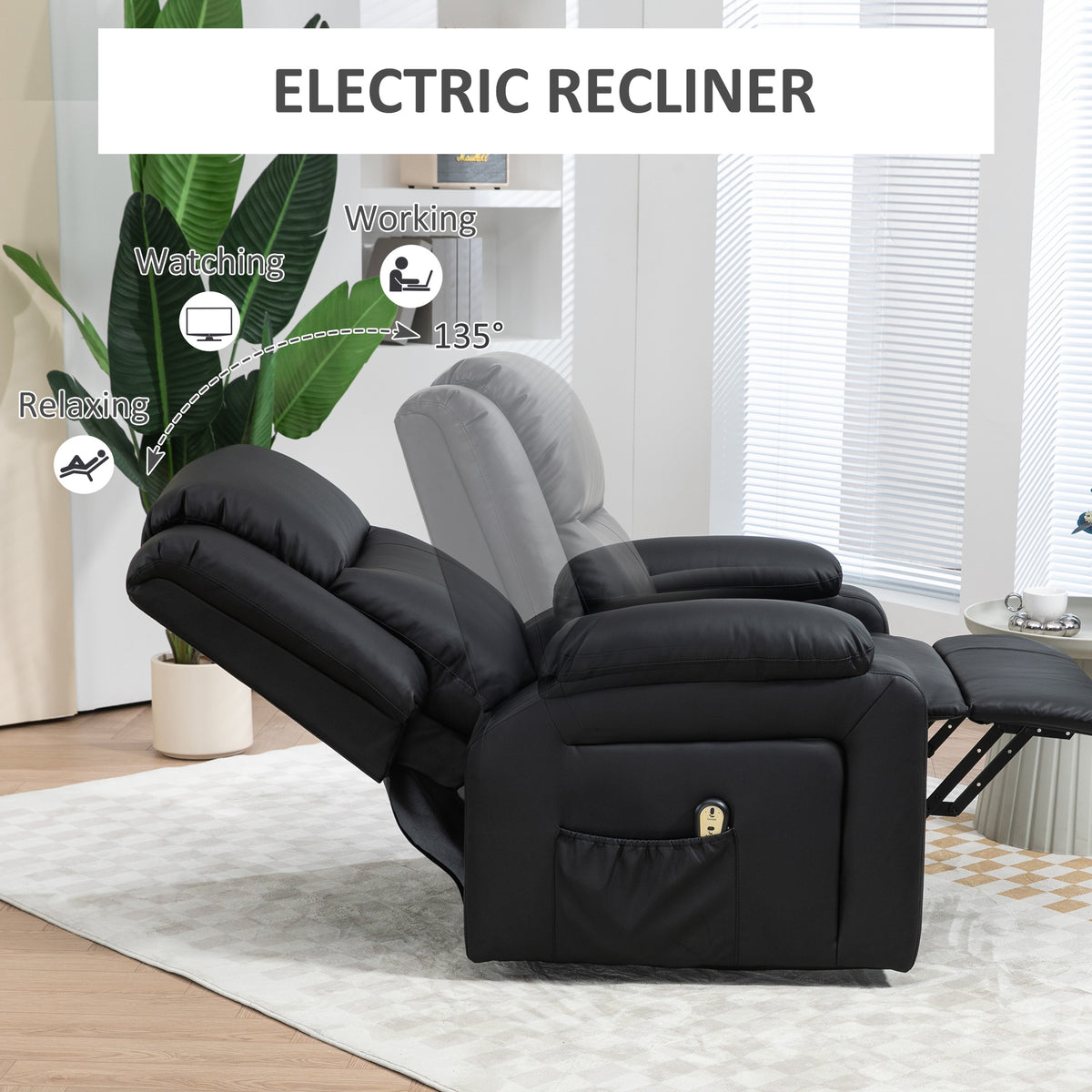 Lift Chair for Seniors, PU Leather Upholstered Electric Recliner Chair with Remote, Side Pockets, Quick Assembly, Grey