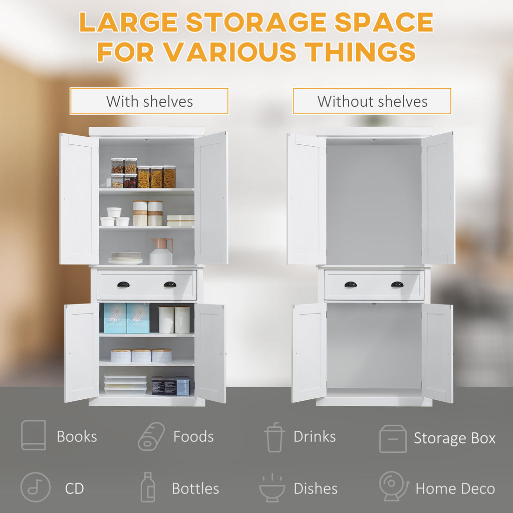 Long Standing Kitchen Cabinet w/ 2 Drawers MDF Board White
