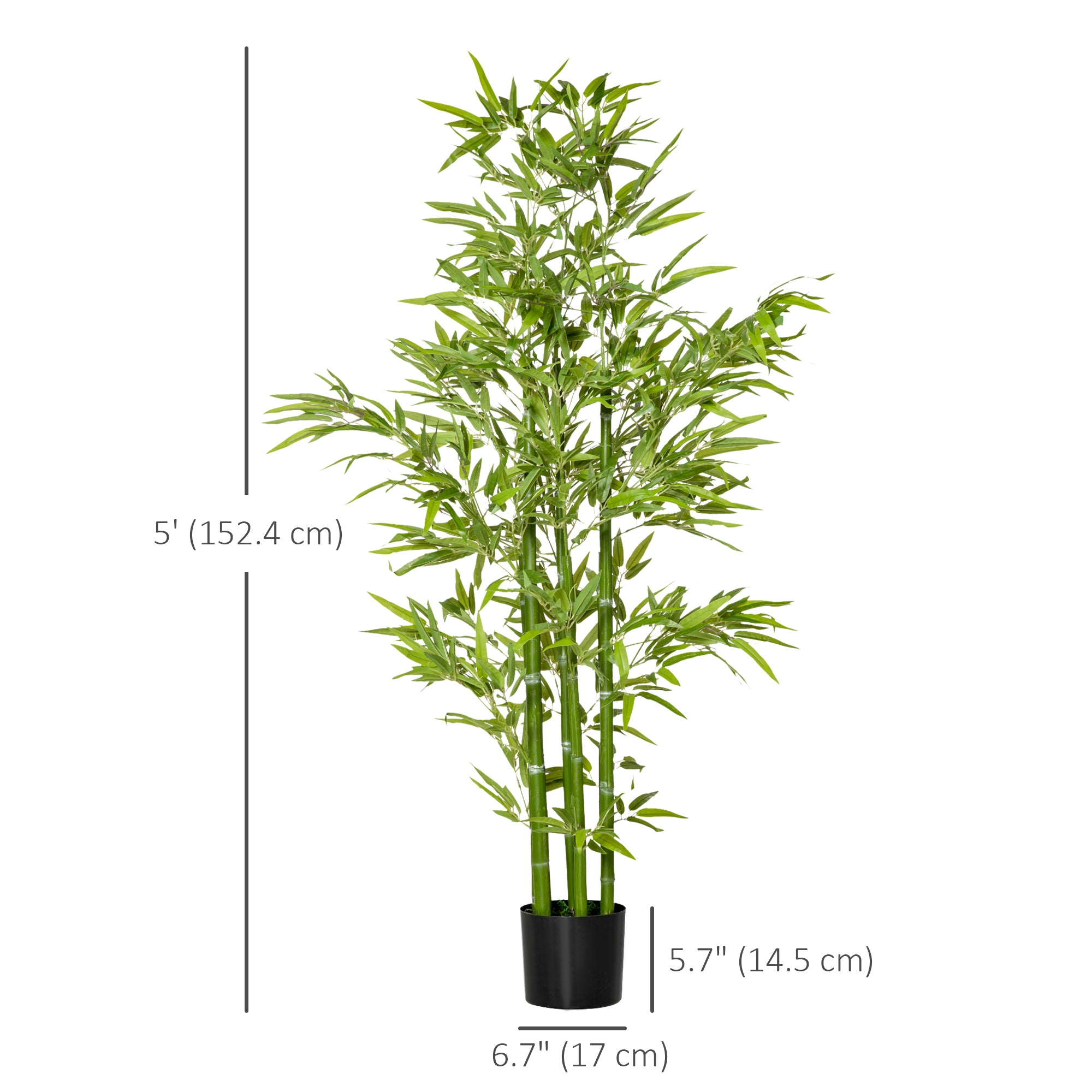 4FT Artificial Bamboo Tree Faux Decorative Plant in Nursery Pot for Indoor Décor
