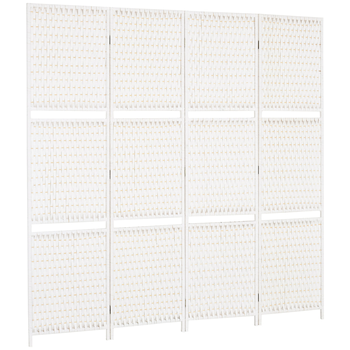 4 Panel Room Divider with Shelves, 6 FT Freestanding Folding Privacy Screen, Partition Wall Divider for Bedroom, White