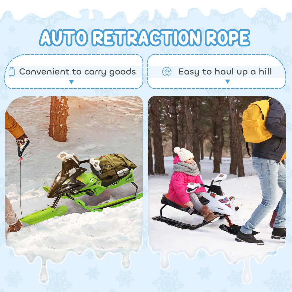Soozier Kids Snow Racer Sleds with Padded Rubber Seat, Green