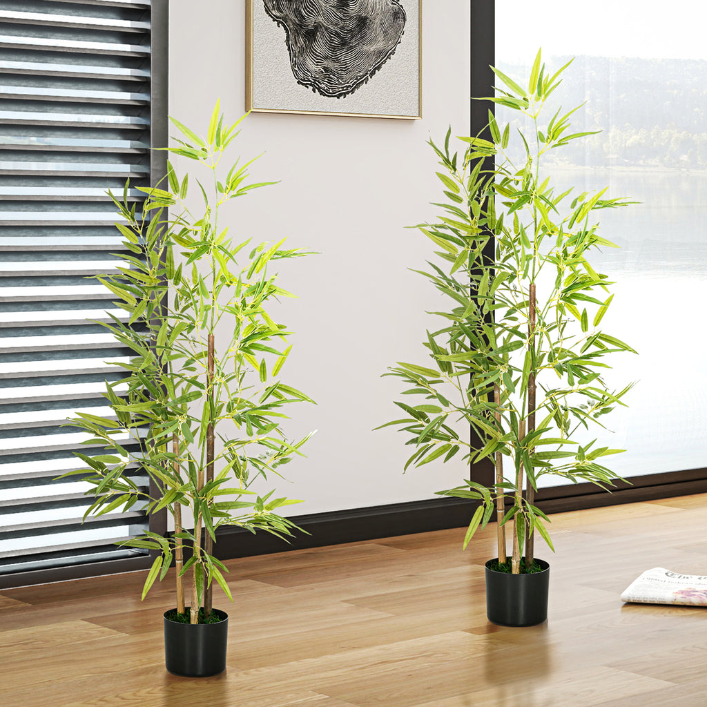 Set of 2 6ft Artificial Tree, Indoor Fake Bamboo with Pot, for Home Office Living Room Decor